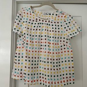 Boden Linen top colorful polka dots size L